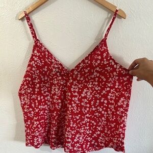 SHEIN Red Floral Crop Camisole Top Size XL